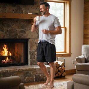 Ethika Mens Black Lounge Shorts Elastic Logo Waistband Size Small